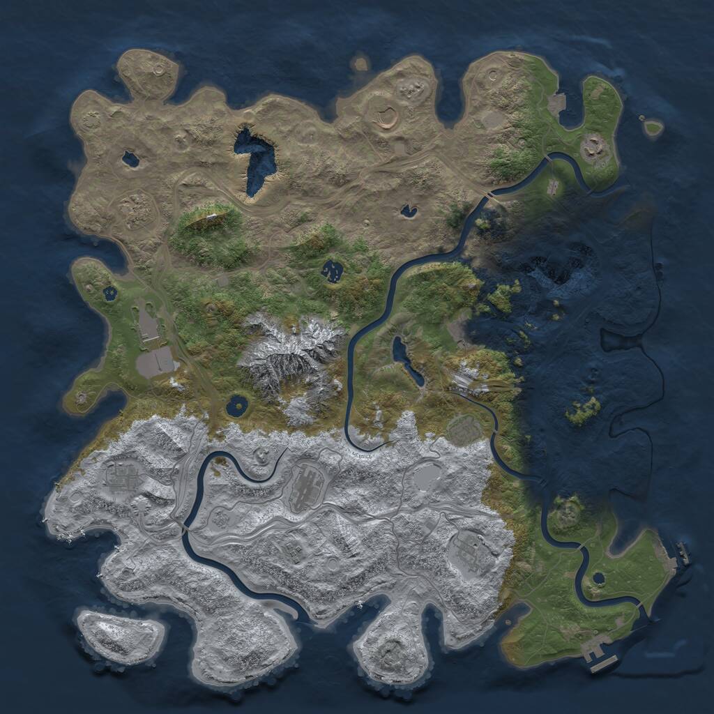 Rust Map: Procedural Map, Size: 5000, Seed: 78614, 17 Monuments