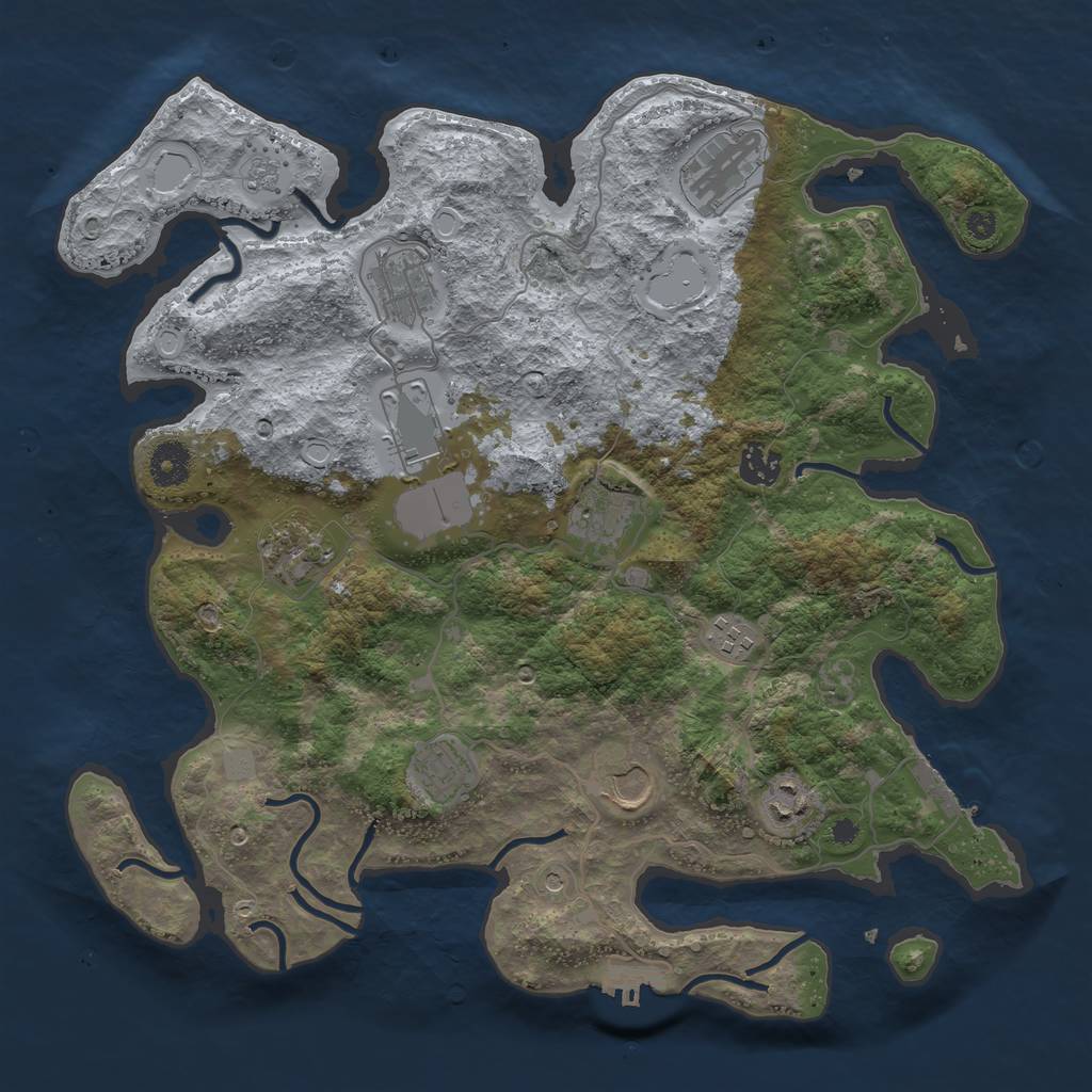 Rust Map: Procedural Map, Size: 3750, Seed: 389979332, 19 Monuments