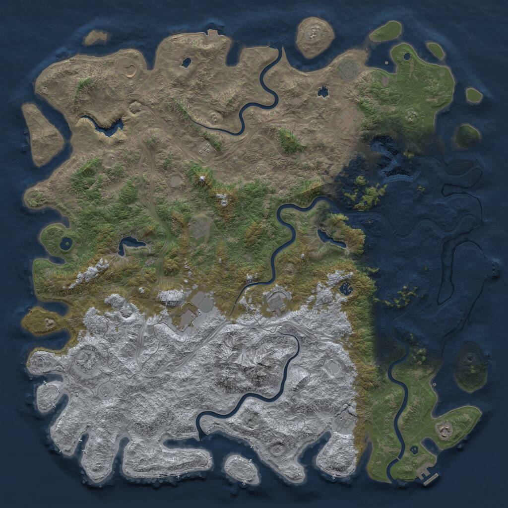Rust Map: Procedural Map, Size: 6000, Seed: 12202007, 17 Monuments