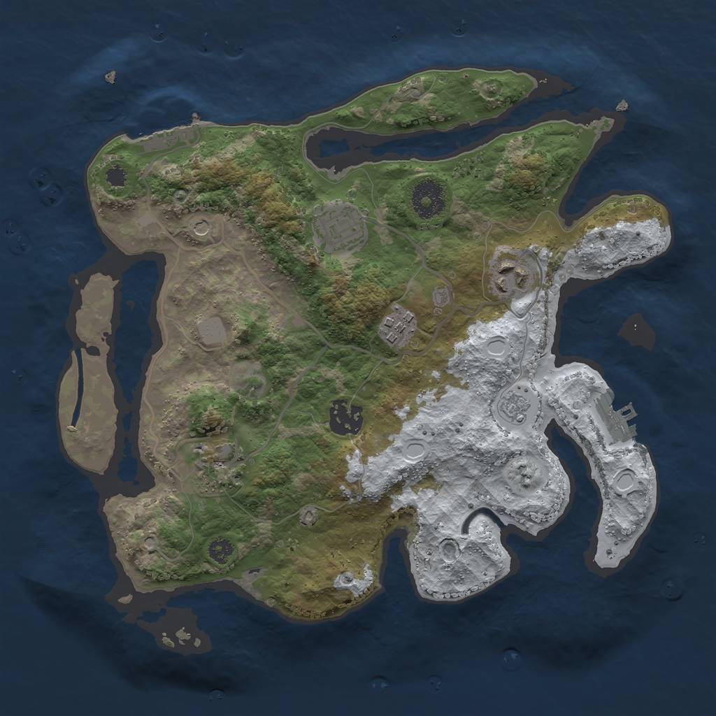 Rust Map: Procedural Map, Size: 3000, Seed: 1734584839, 14 Monuments