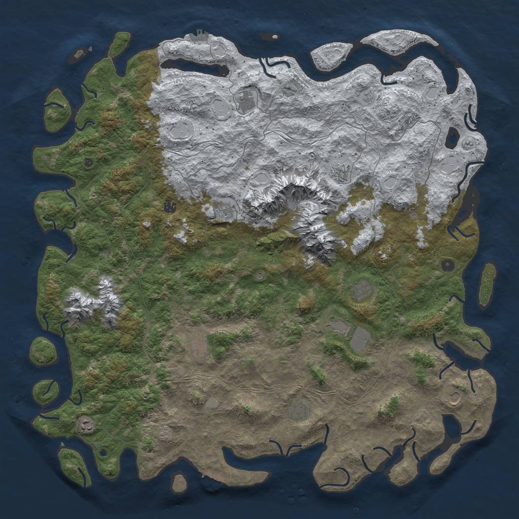 Rust Map: Procedural Map, Size: 6000, Seed: 2035276819, 20 Monuments