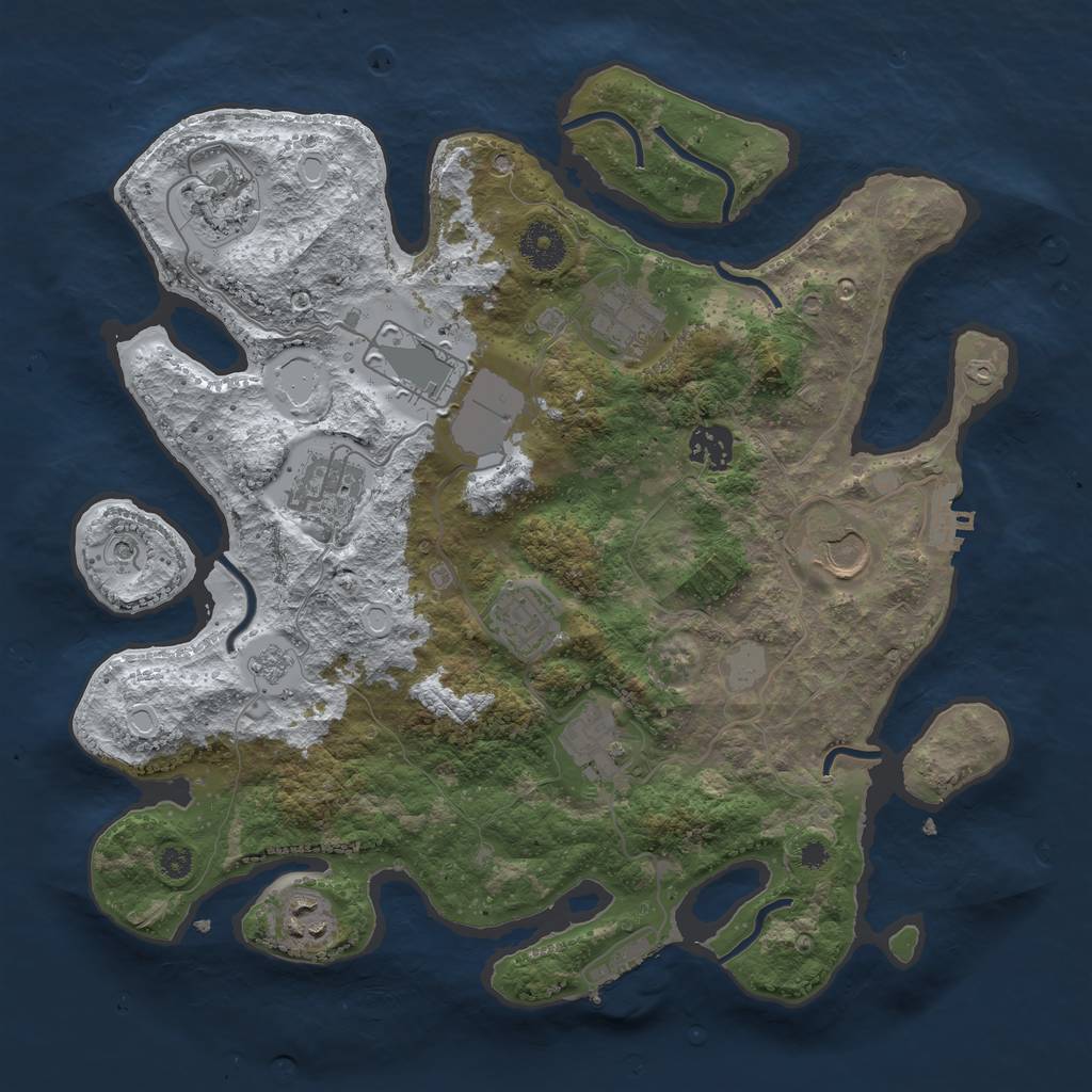 Rust Map: Procedural Map, Size: 3500, Seed: 647787086, 18 Monuments