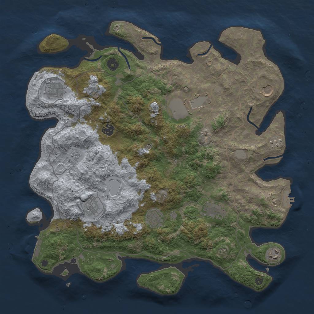 Rust Map: Procedural Map, Size: 4000, Seed: 1804248894, 18 Monuments