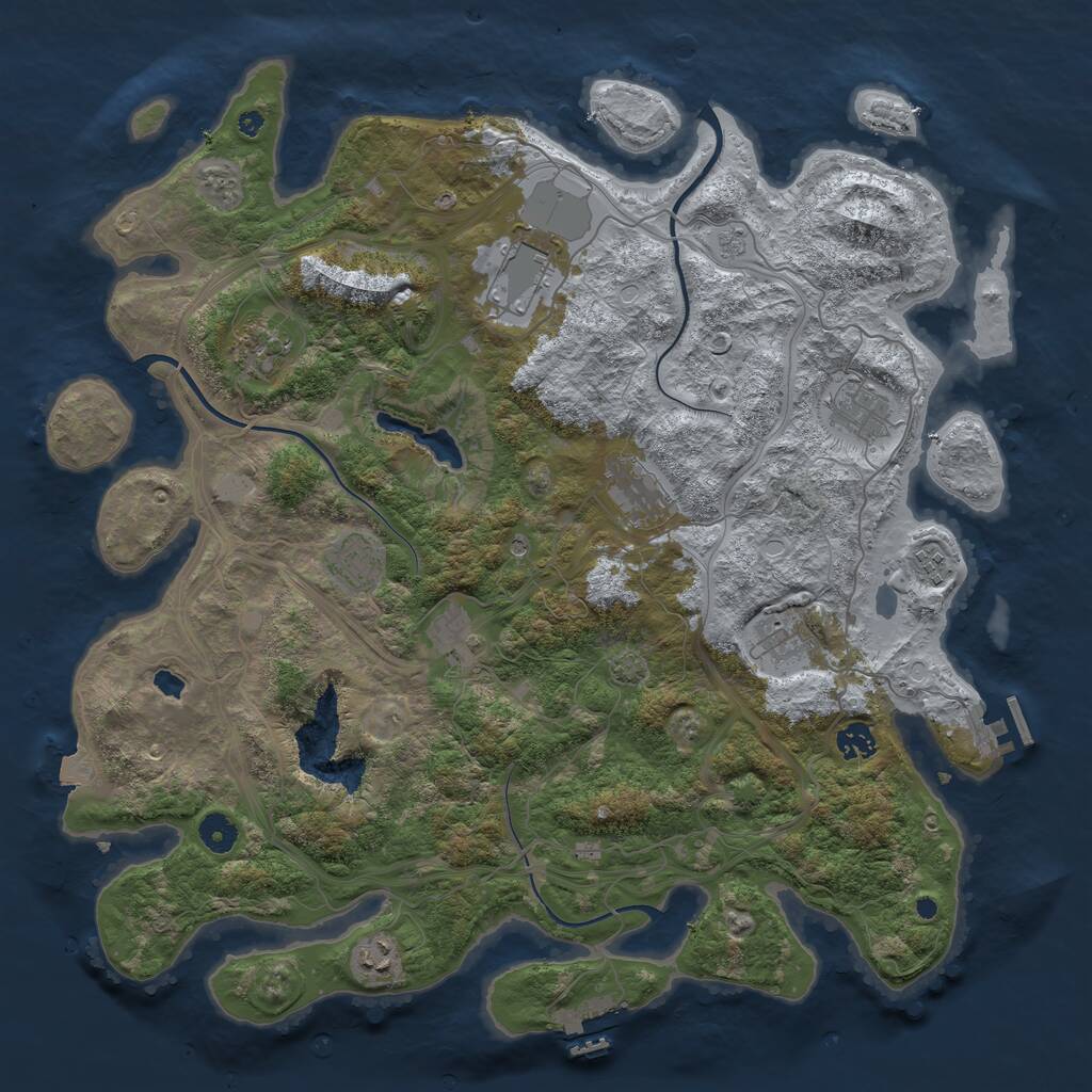 Rust Map: Procedural Map, Size: 4300, Seed: 630997109, 16 Monuments