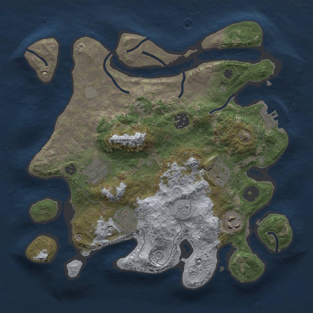 Rust Map: Procedural Map, Size: 3000, Seed: 2038212613, 13 Monuments