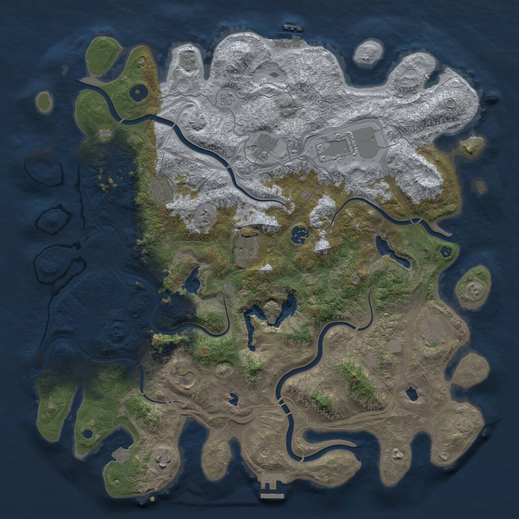 Rust Map: Procedural Map, Size: 4500, Seed: 9010, 15 Monuments