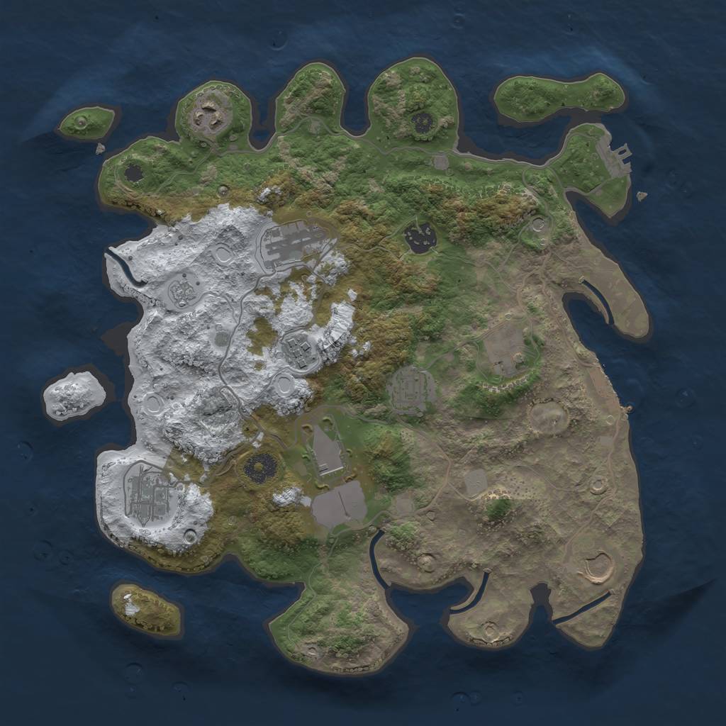 Rust Map: Procedural Map, Size: 3500, Seed: 1922465131, 18 Monuments