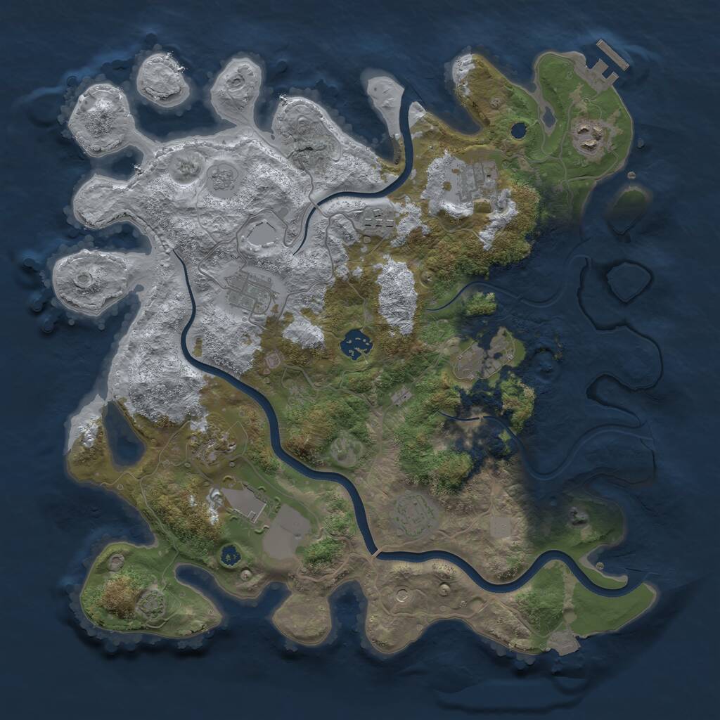 Rust Map: Procedural Map, Size: 3700, Seed: 117523557, 14 Monuments