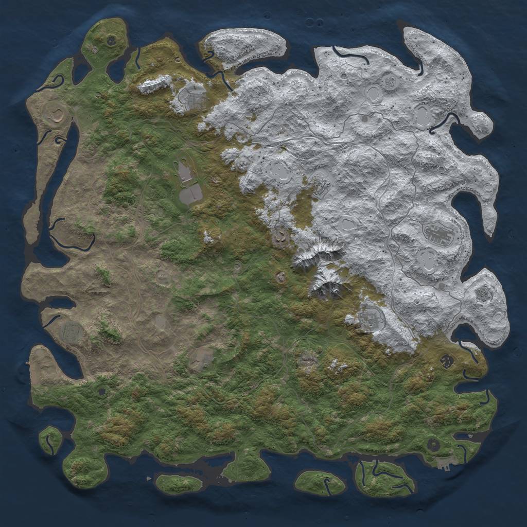 Rust Map: Procedural Map, Size: 6000, Seed: 203640043, 20 Monuments