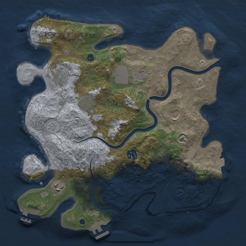 Rust Map: Procedural Map, Size: 3500, Seed: 1193362773, 13 Monuments