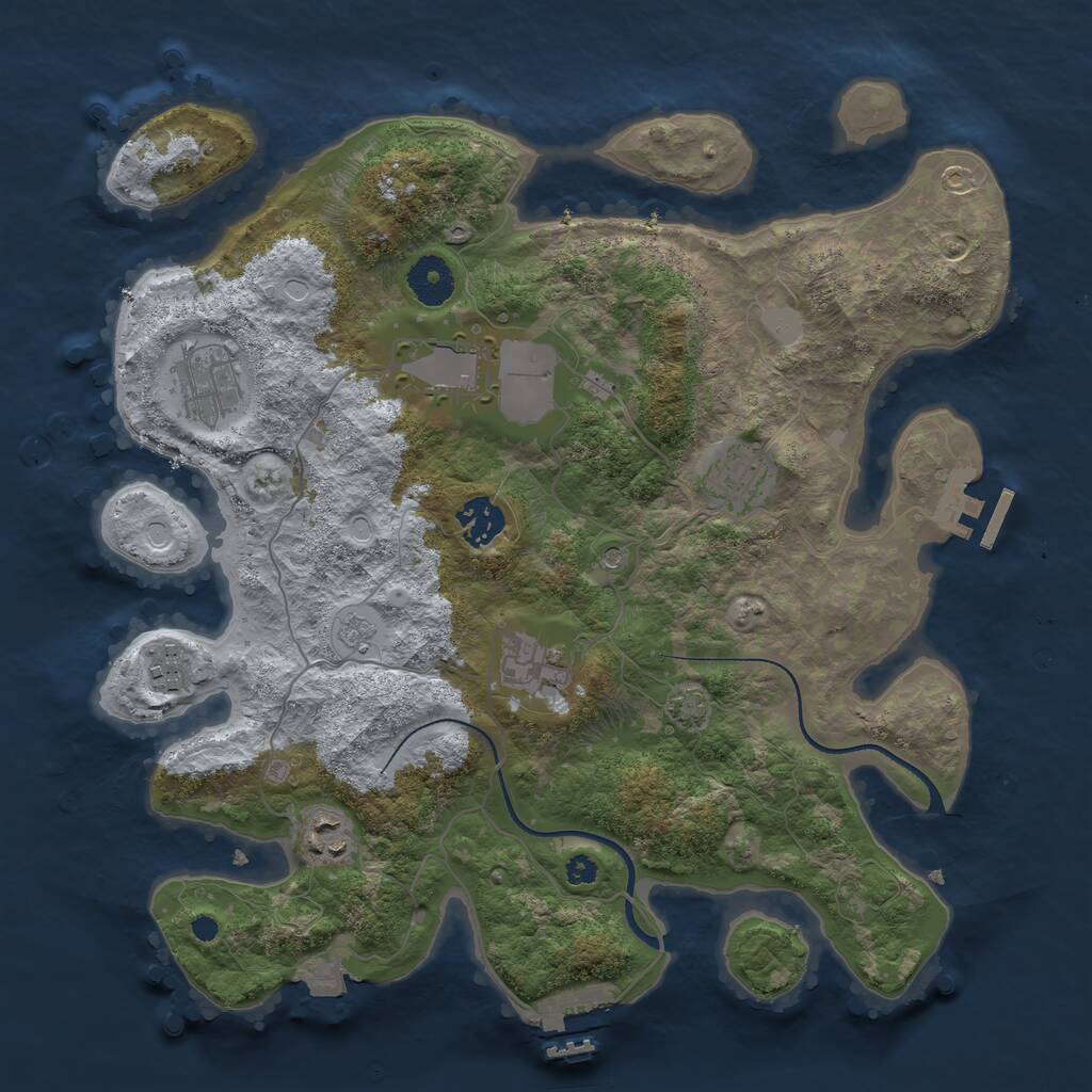Rust Map: Procedural Map, Size: 3500, Seed: 585396102, 13 Monuments