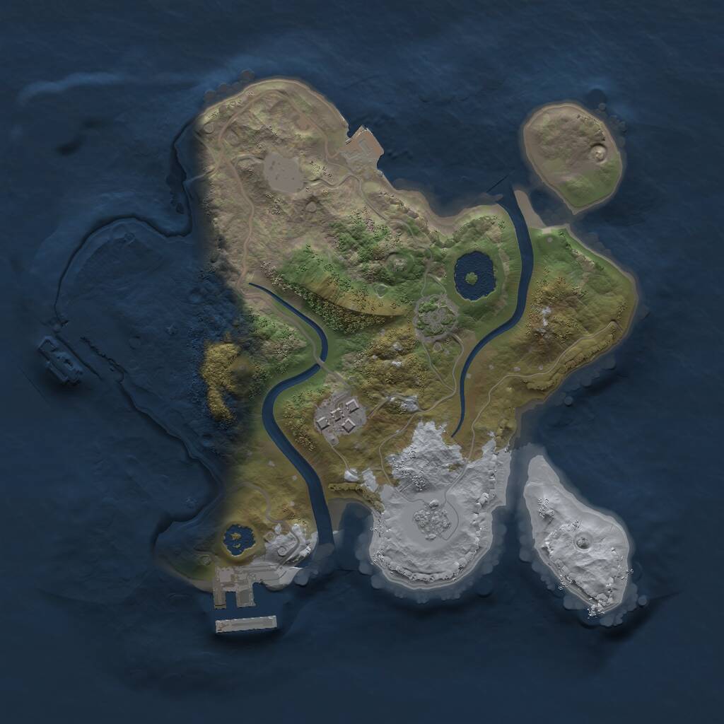 Rust Map: Procedural Map, Size: 2400, Seed: 7173, 6 Monuments