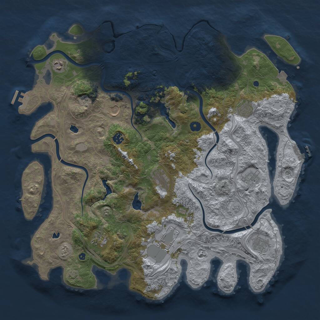 Rust Map: Procedural Map, Size: 4500, Seed: 1656862116, 16 Monuments