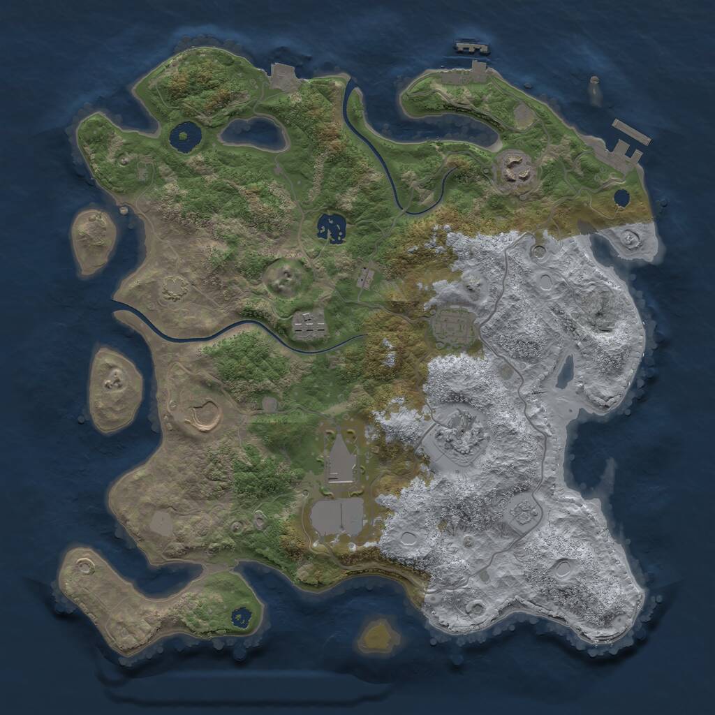 Rust Map: Procedural Map, Size: 3500, Seed: 9504, 13 Monuments