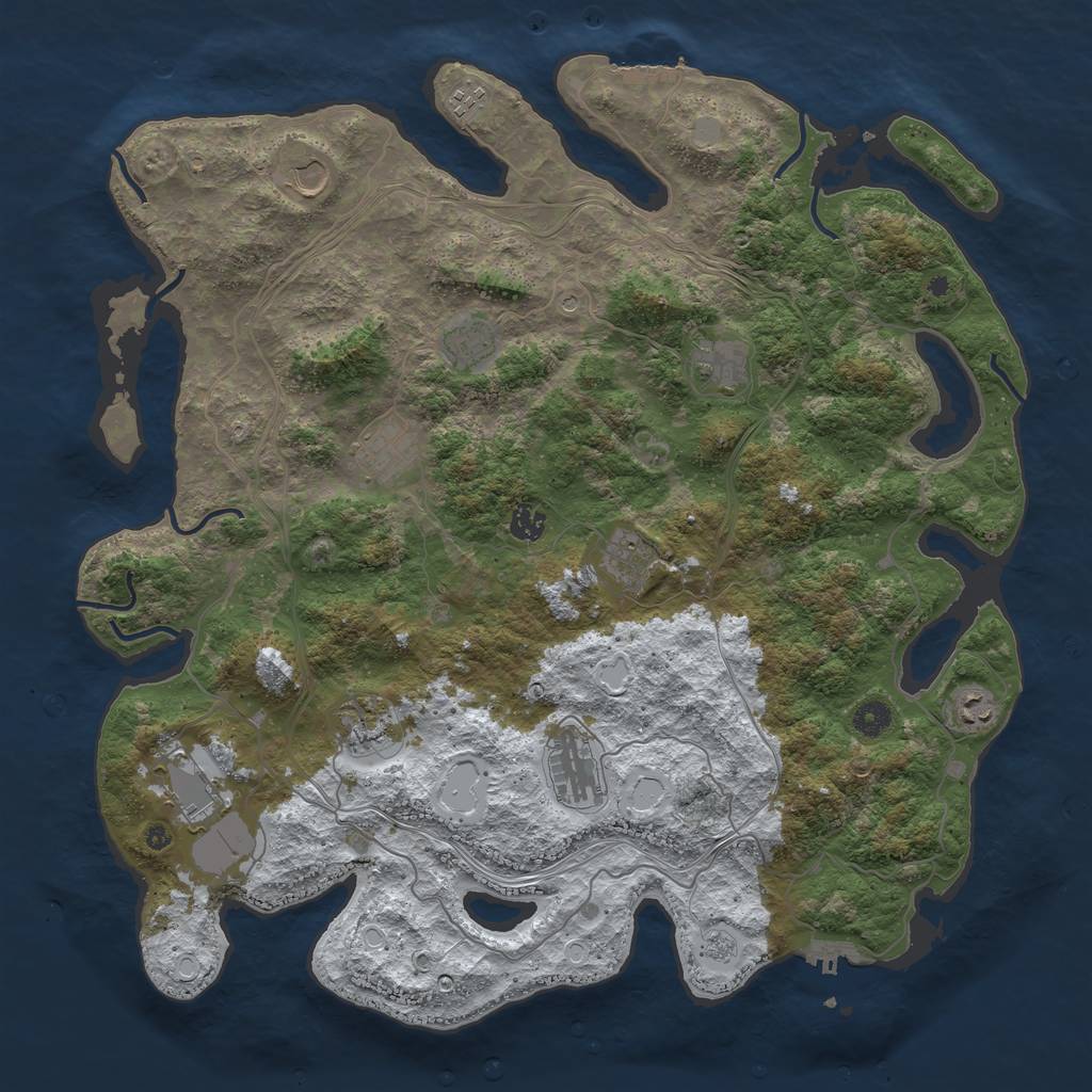 Rust Map: Procedural Map, Size: 4500, Seed: 1123099531, 20 Monuments