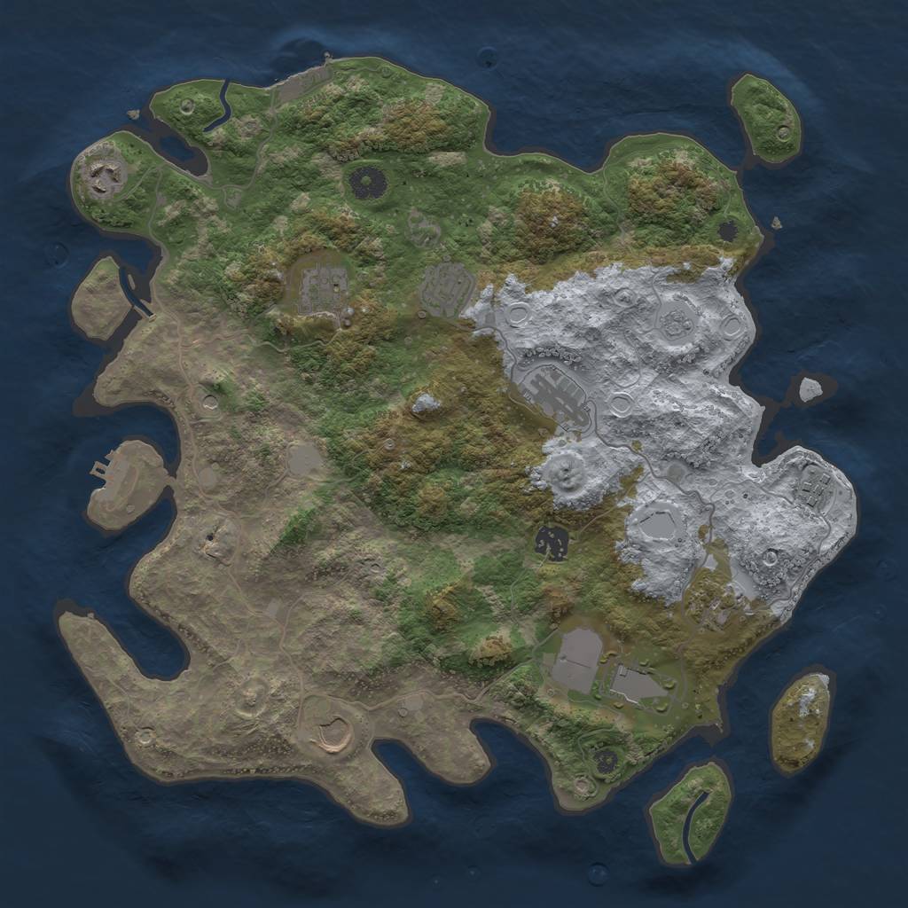 Rust Map: Procedural Map, Size: 3850, Seed: 889611664, 18 Monuments
