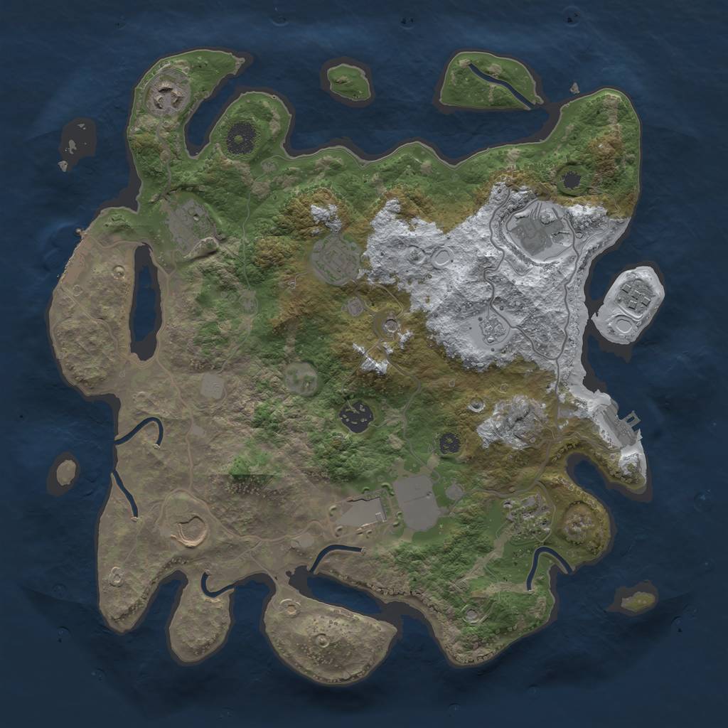Rust Map: Procedural Map, Size: 3500, Seed: 348459741, 18 Monuments