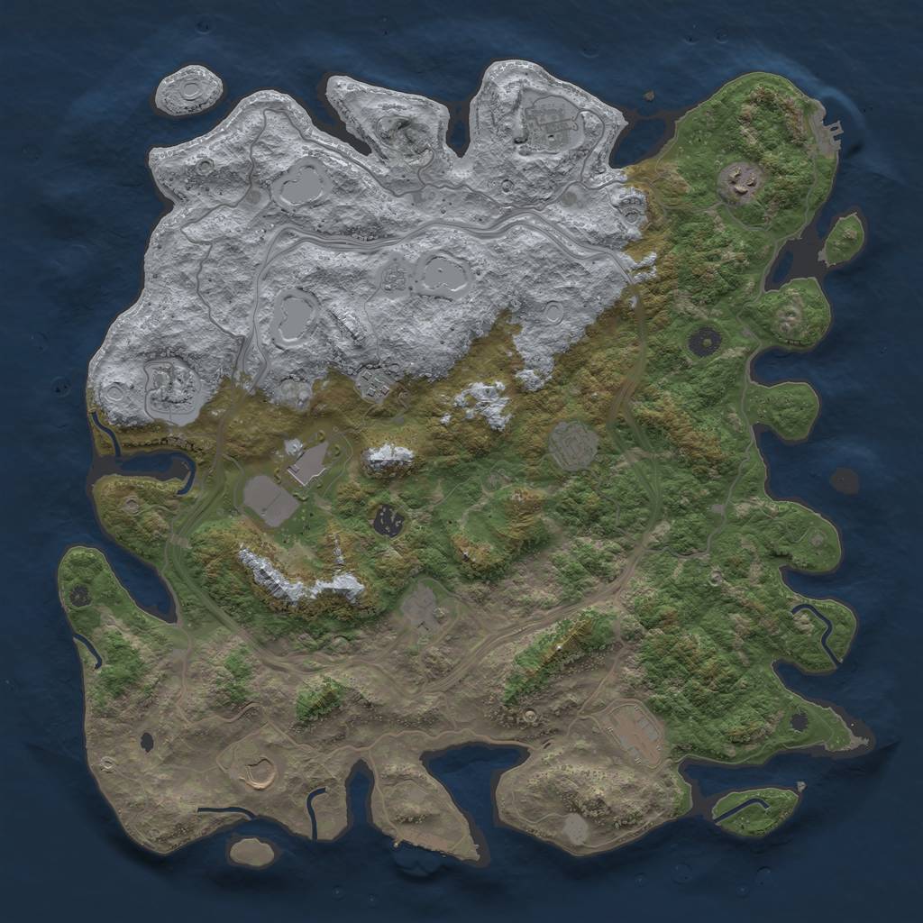 Rust Map: Procedural Map, Size: 4500, Seed: 1036047476, 19 Monuments