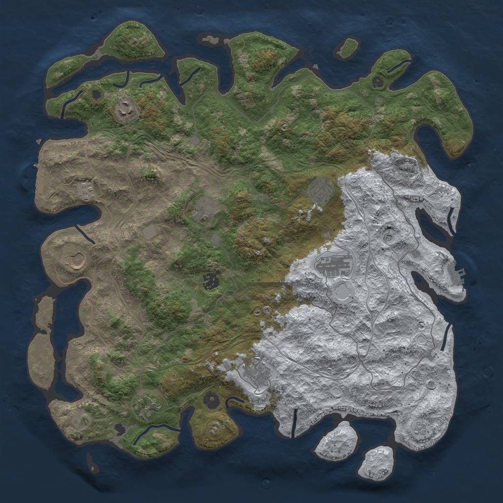 Rust Map: Procedural Map, Size: 4500, Seed: 1734584839, 18 Monuments