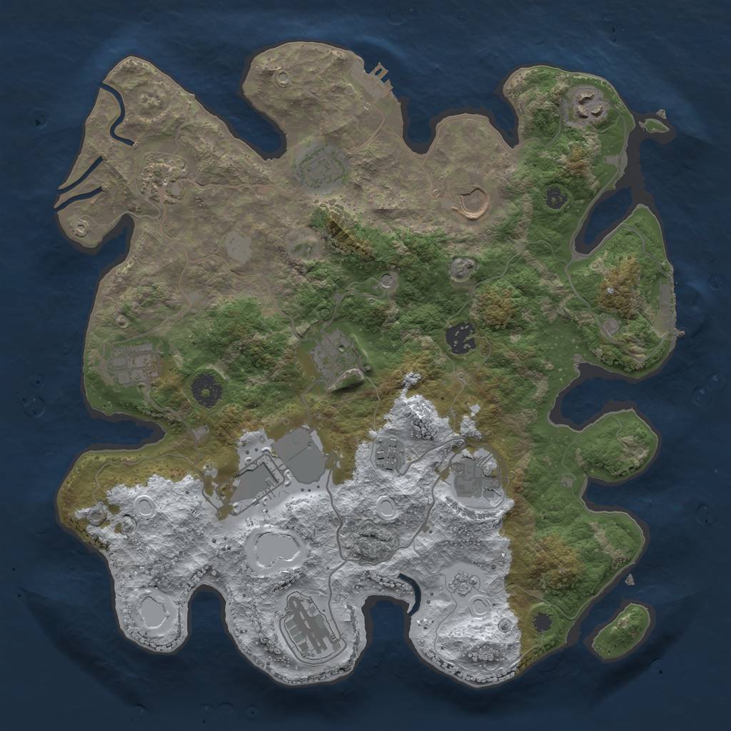 Rust Map: Procedural Map, Size: 3500, Seed: 26150762, 20 Monuments