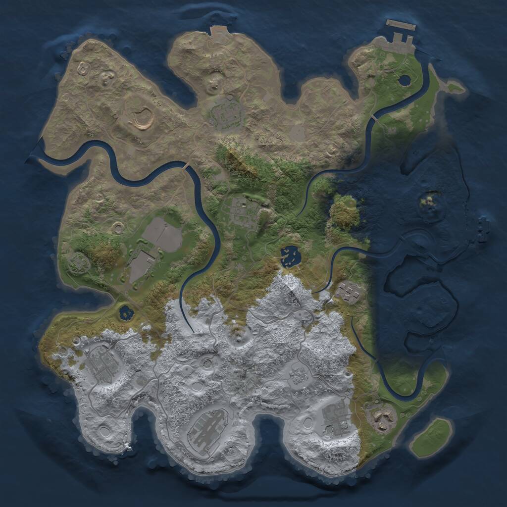 Rust Map: Procedural Map, Size: 3500, Seed: 26150762, 16 Monuments