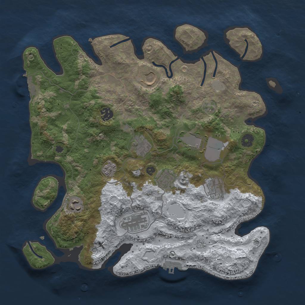Rust Map: Procedural Map, Size: 3500, Seed: 1256686982, 18 Monuments