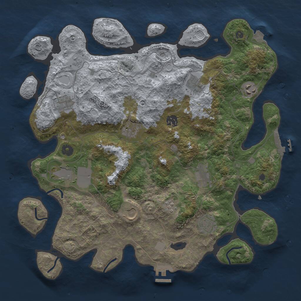 Rust Map: Procedural Map, Size: 3850, Seed: 406949737, 16 Monuments