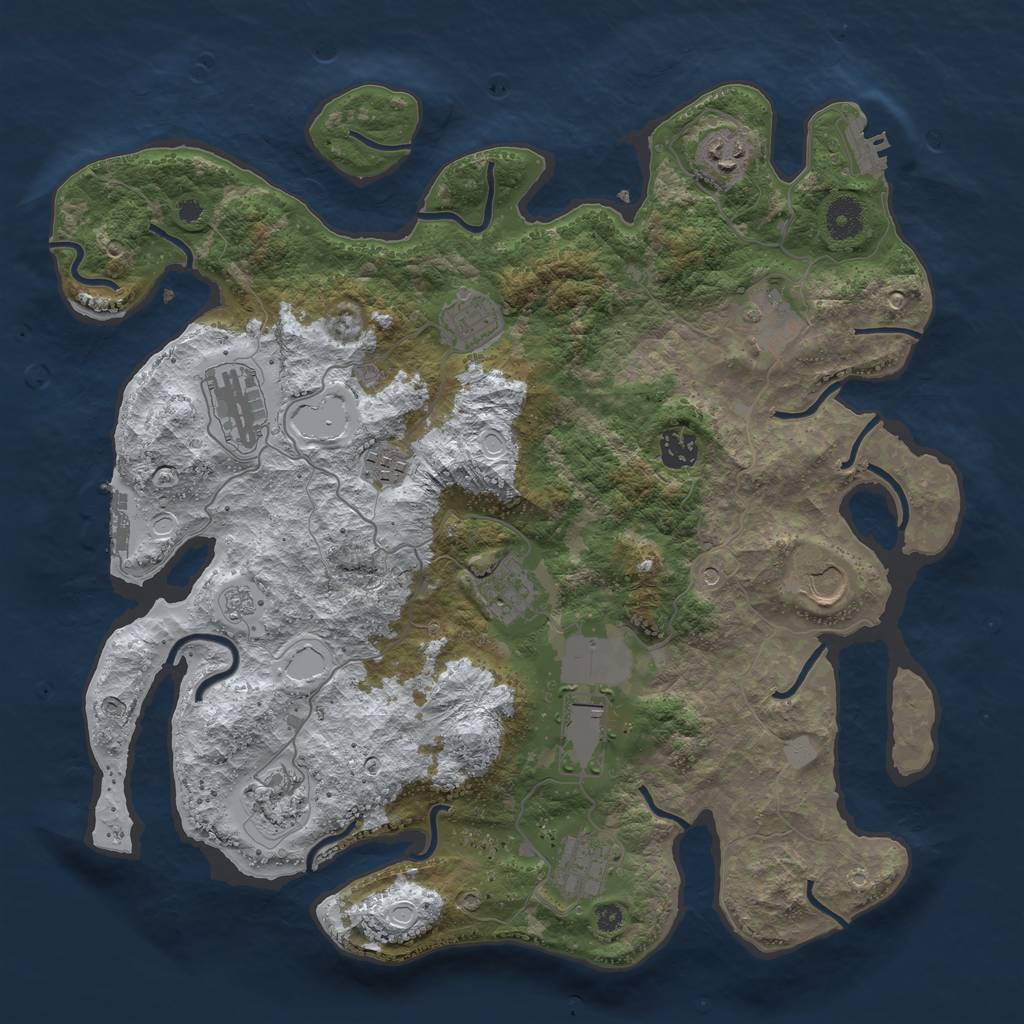 Rust Map: Procedural Map, Size: 3850, Seed: 2136084743, 20 Monuments