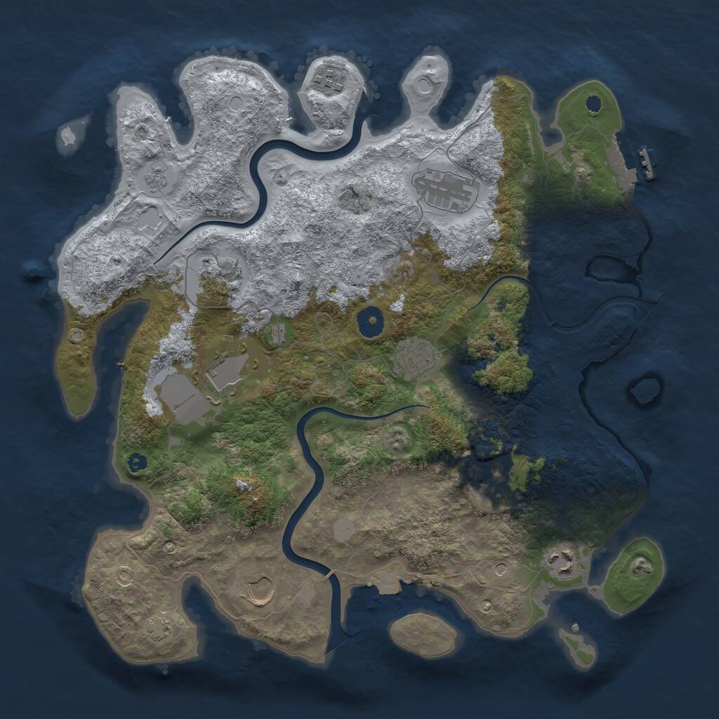 Rust Map: Procedural Map, Size: 3700, Seed: 1734779366, 13 Monuments