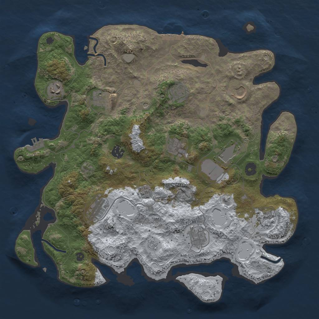 Rust Map: Procedural Map, Size: 3800, Seed: 1840234690, 20 Monuments
