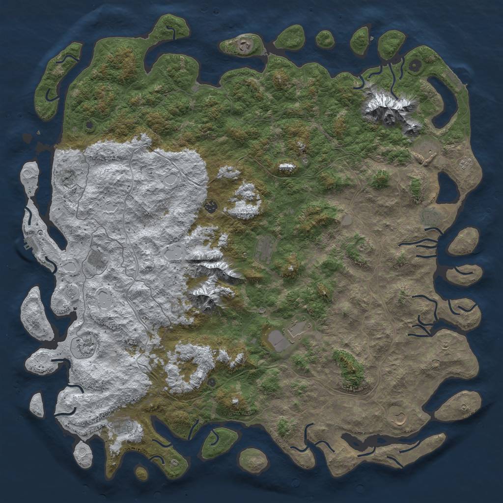 Rust Map: Procedural Map, Size: 6000, Seed: 23916590, 20 Monuments