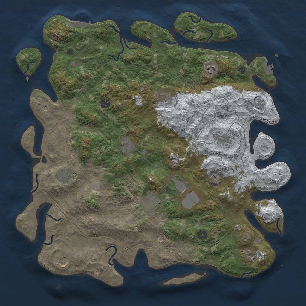 Rust Map: Procedural Map, Size: 4500, Seed: 108595129, 20 Monuments