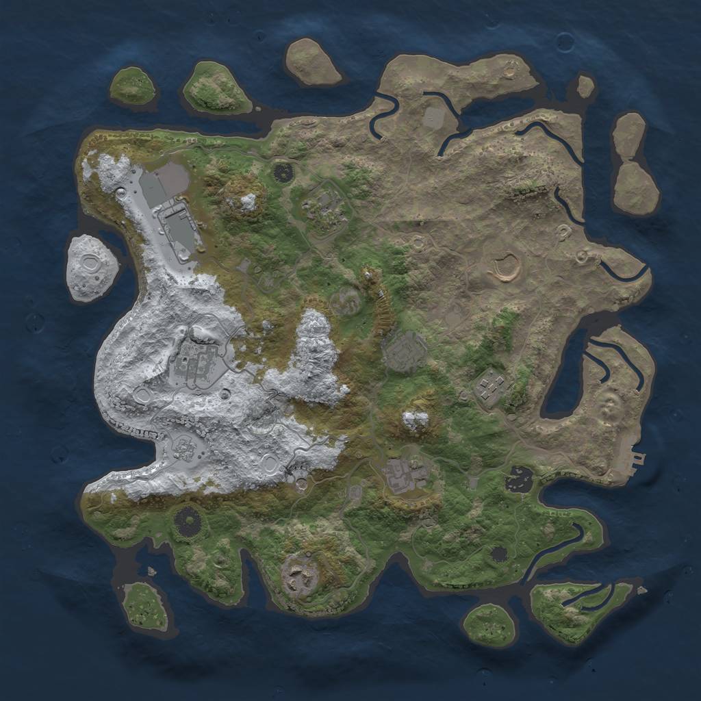 Rust Map: Procedural Map, Size: 3750, Seed: 1823370488, 17 Monuments
