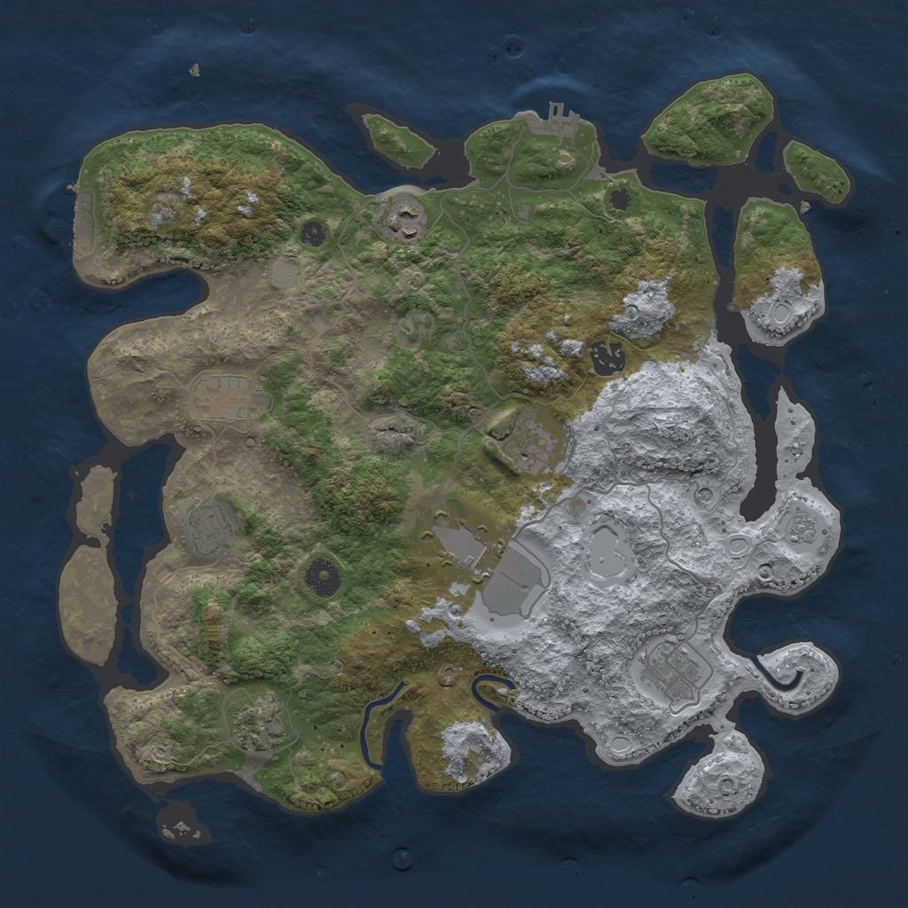 Rust Map: Procedural Map, Size: 3800, Seed: 1734584839, 17 Monuments
