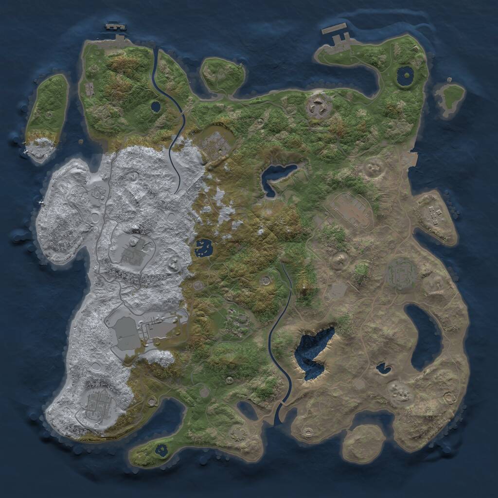 Rust Map: Procedural Map, Size: 4000, Seed: 19670519, 16 Monuments