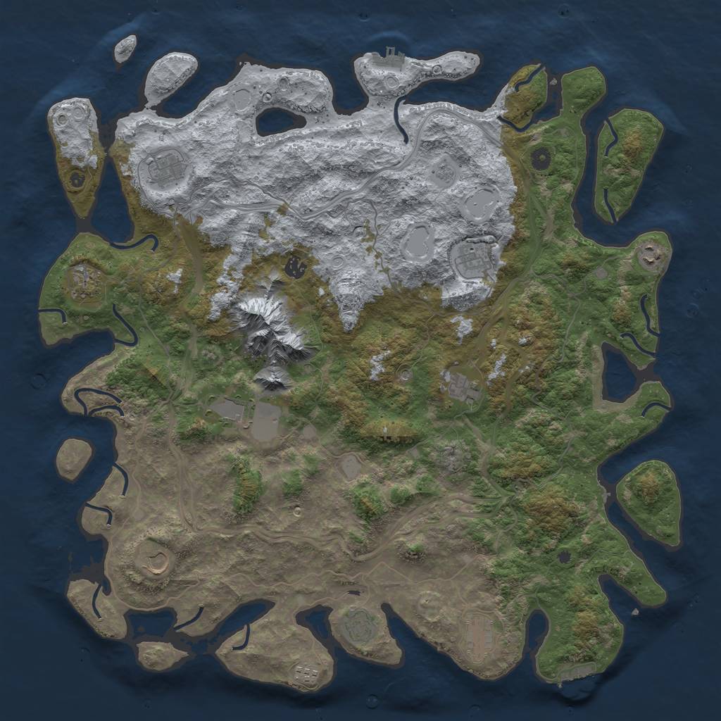 Rust Map: Procedural Map, Size: 5000, Seed: 33400, 20 Monuments