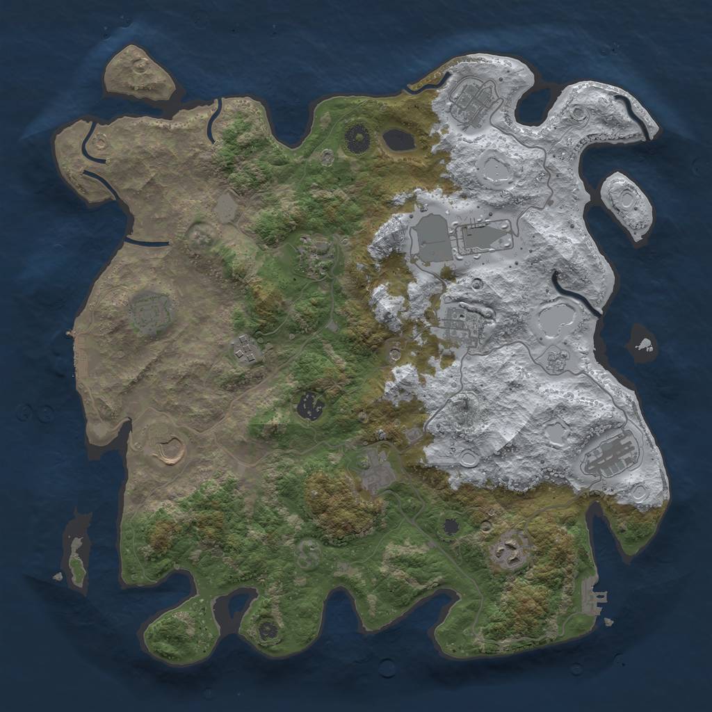 Rust Map: Procedural Map, Size: 3950, Seed: 1659573543, 20 Monuments