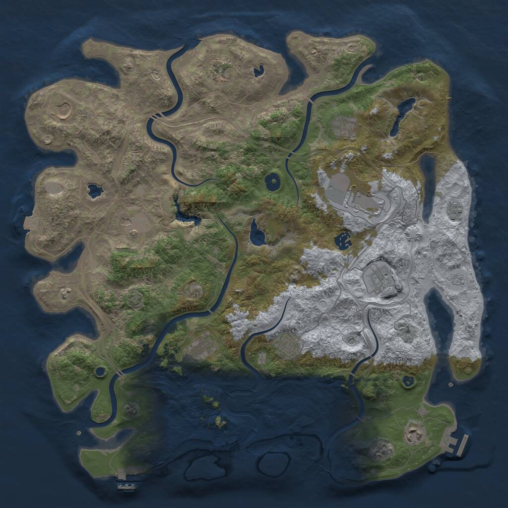 Rust Map: Procedural Map, Size: 4500, Seed: 18206380, 17 Monuments
