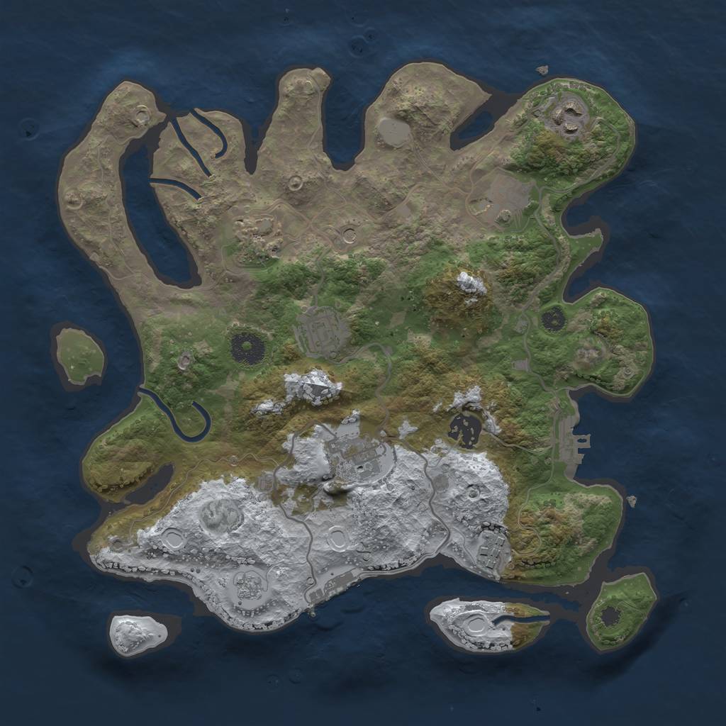 Rust Map: Procedural Map, Size: 3250, Seed: 1038484804, 16 Monuments