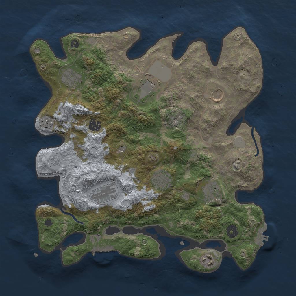 Rust Map: Procedural Map, Size: 3500, Seed: 1324874443, 16 Monuments