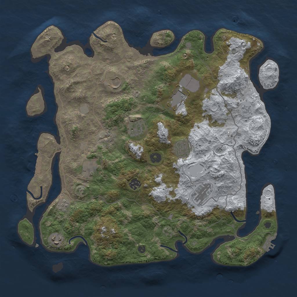 Rust Map: Procedural Map, Size: 4000, Seed: 41514, 18 Monuments