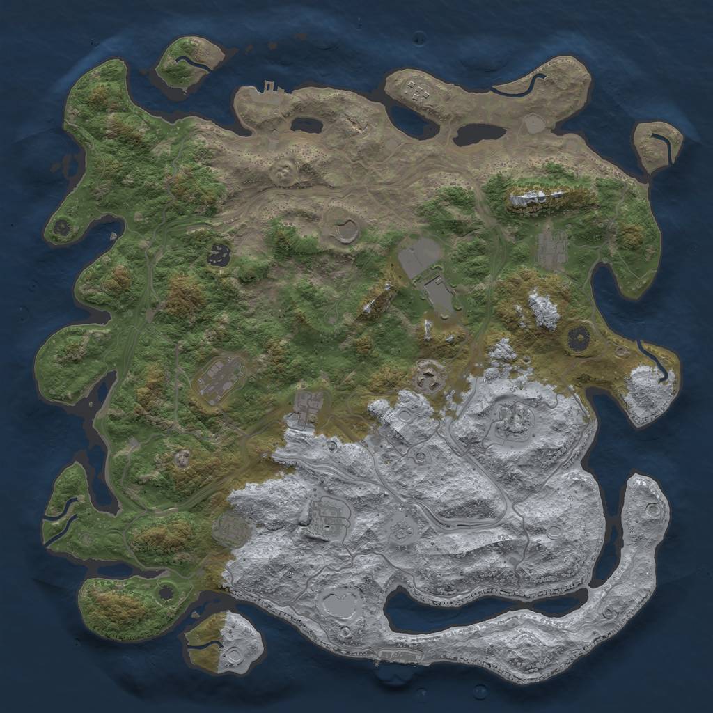 Rust Map: Procedural Map, Size: 4500, Seed: 198813, 20 Monuments