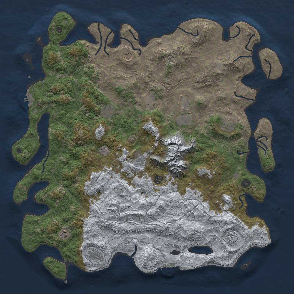 Rust Map: Procedural Map, Size: 5000, Seed: 857750744, 20 Monuments