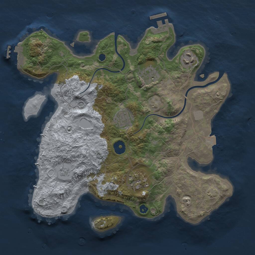Rust Map: Procedural Map, Size: 3000, Seed: 35139850, 10 Monuments