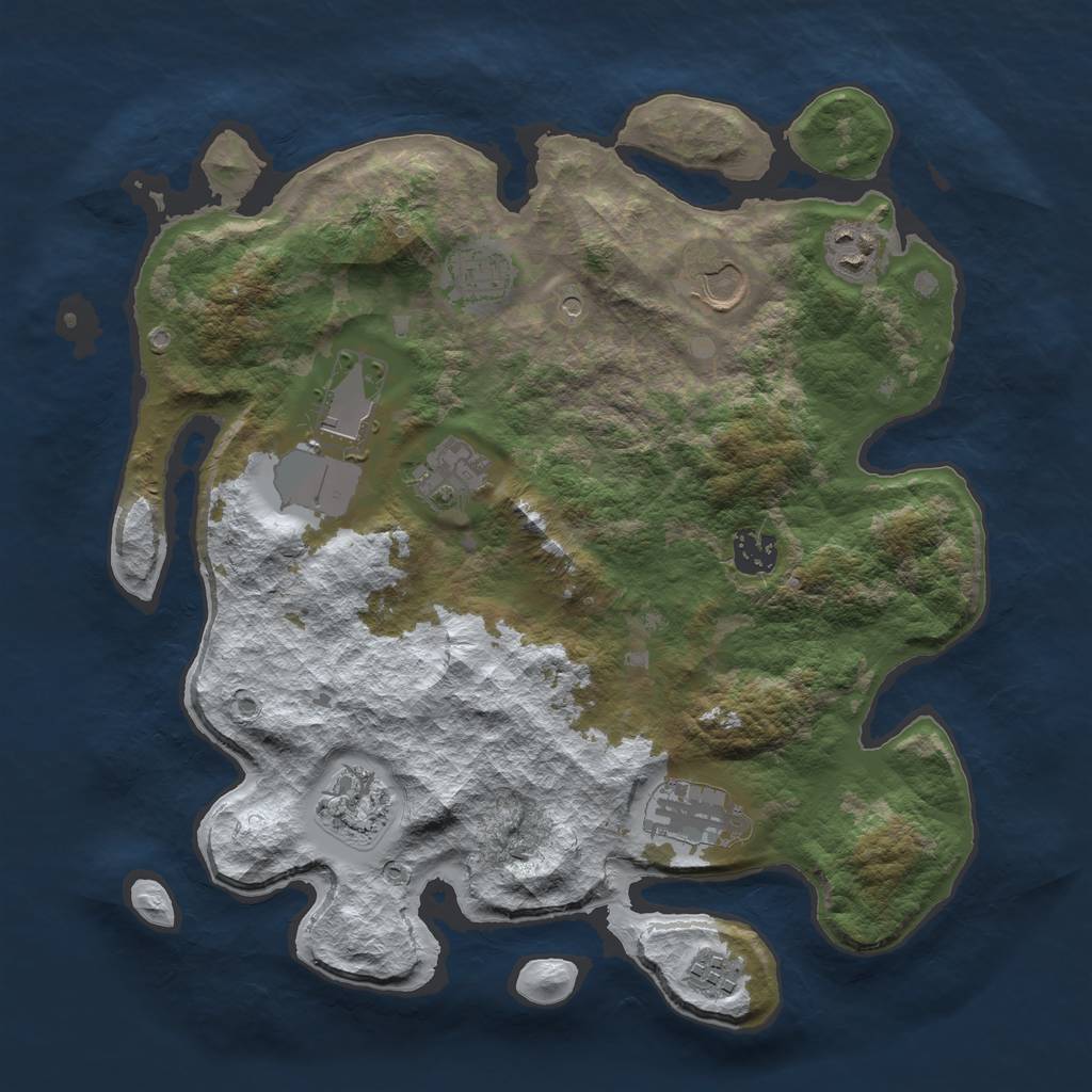 Rust Map: Barren, Size: 3500, Seed: 249903806, 12 Monuments