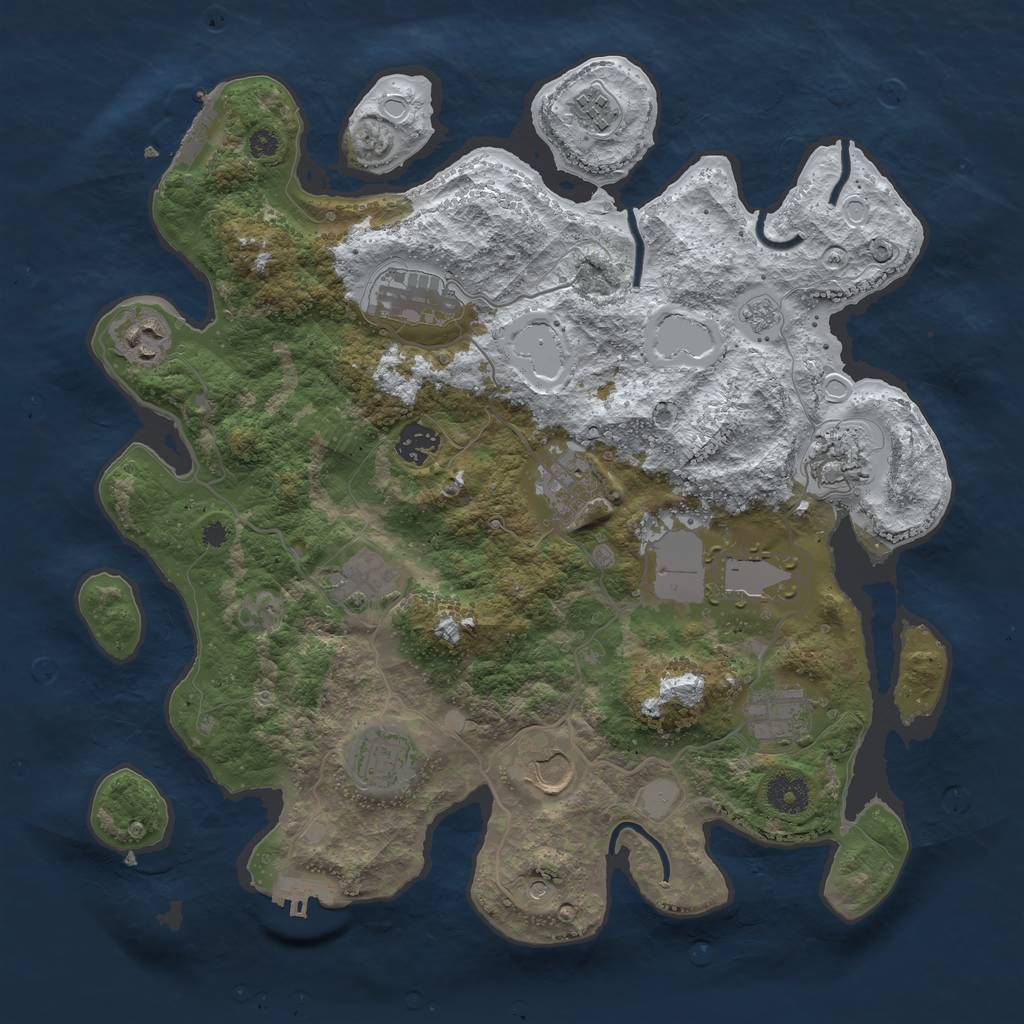 Rust Map: Procedural Map, Size: 3700, Seed: 954452620, 20 Monuments