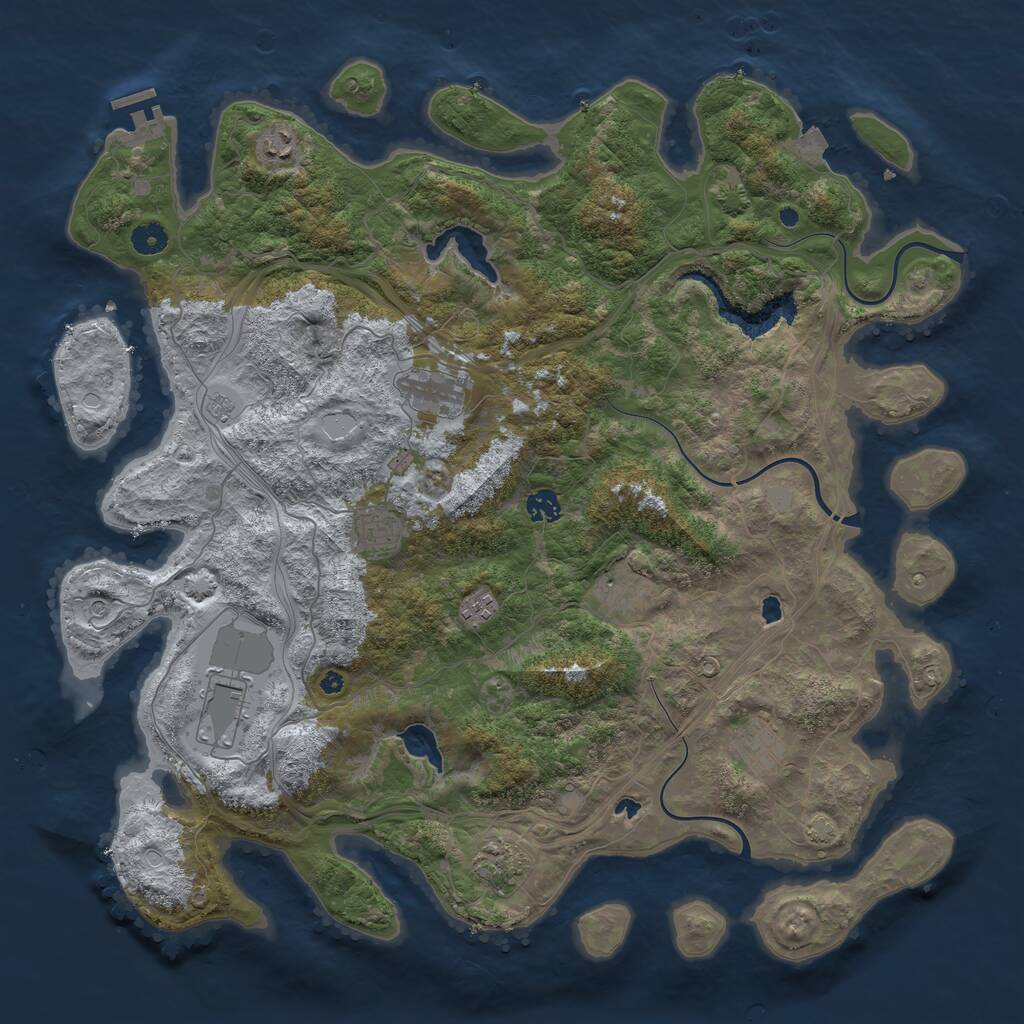 Rust Map: Procedural Map, Size: 4500, Seed: 876, 14 Monuments