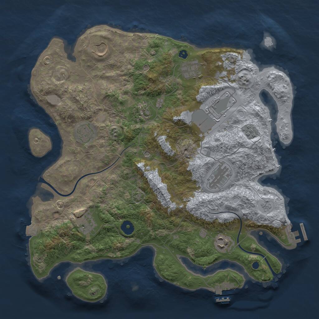 Rust Map: Procedural Map, Size: 3600, Seed: 50555, 15 Monuments