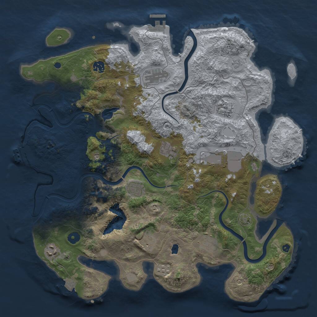 Rust Map: Procedural Map, Size: 4000, Seed: 13477613, 16 Monuments
