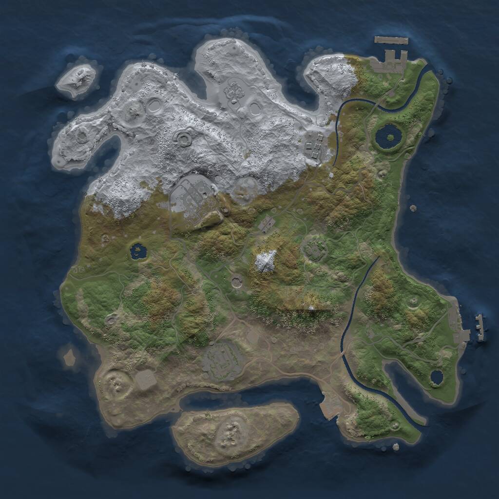 Rust Map: Procedural Map, Size: 3000, Seed: 1277280455, 9 Monuments